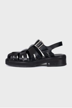 Leather square toe sandals