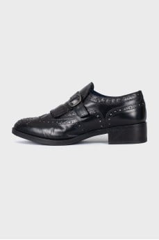 Leather loafers with metal decor