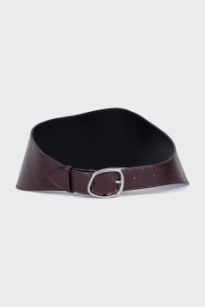 Patent leather belt with silver buckle
