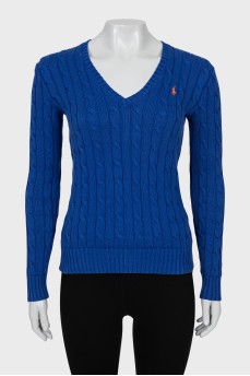 Knitted pullover in blue