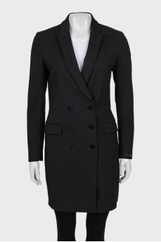 Double-breasted coat in black