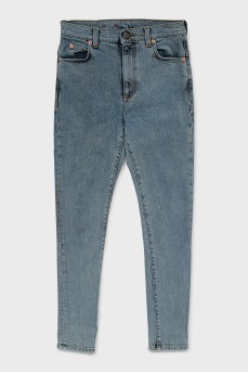 Skinny fit cropped jeans in light blue