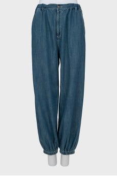 Jeans with elastic and zip with tag