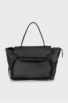 Black leather satchel bag