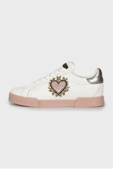 Leather sneakers with decorative elements