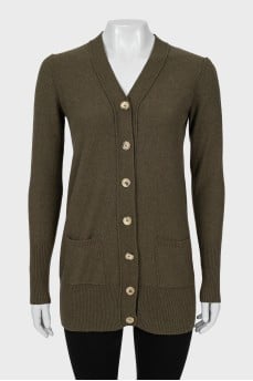 Green cardigan with patch pockets