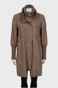 Brown coat with a high neck