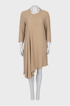 Asymmetrical dress with raw edges