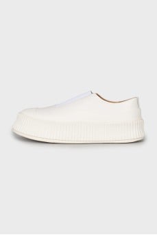 Leather slip-ons with high soles