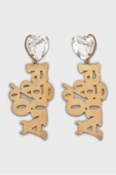 Gold earrings with crystal