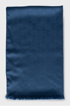 Blue scarf with signature print