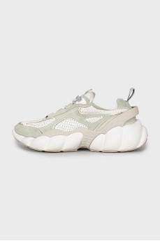 Men's leather and suede sneakers with high soles
