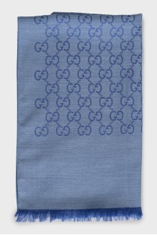 Wool and silk scarf with signature print