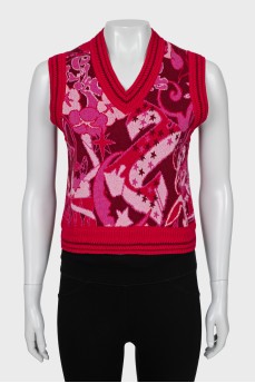 Knitted vest in pink