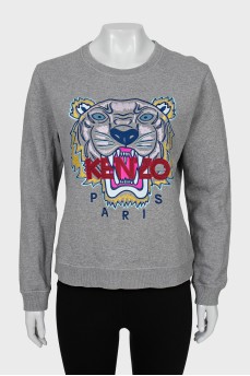 Grey sweatshirt with signature print