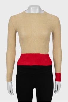 Jumper decorated with red stripes