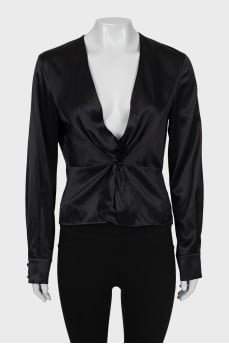 Black blouse with button cuffs