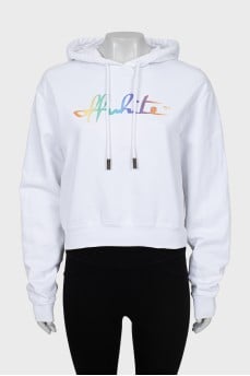 White hoodie with brand logo