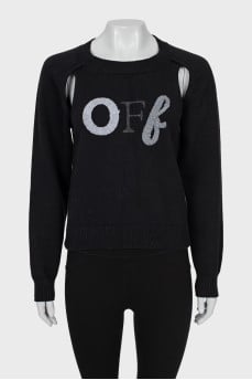Black jumper with branded embroidery