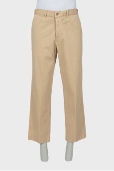 Men's beige trousers with pockets