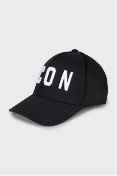 Black cap with branded embroidery