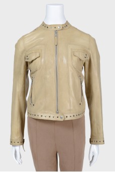 Beige leather jacket