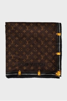 Brown scarf with signature print