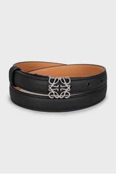 Brown leather belt with signature buckle
