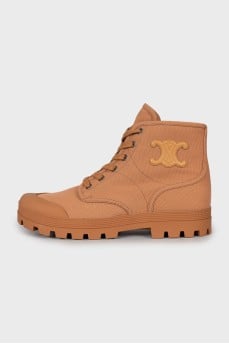 Brown textile boots