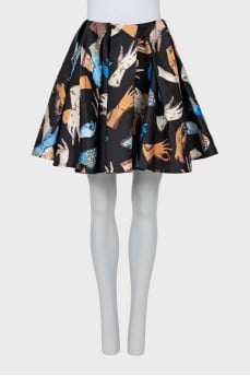 Wide printed skirt