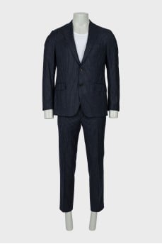 Men's blue striped wool suit