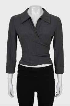 Gray wrap blouse