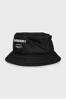 Black Panama hat with brand logo