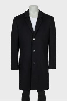 Men's black coat, straight cut