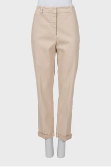 Beige mid-rise trousers
