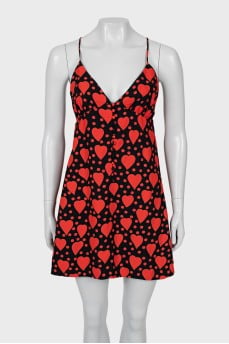 Heart print dress with tag