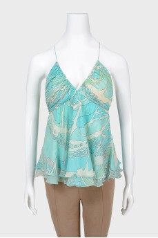 Turquoise V Neck Top