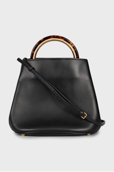 Leather bag with accent handle
