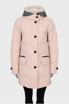 Pink down jacket with tag