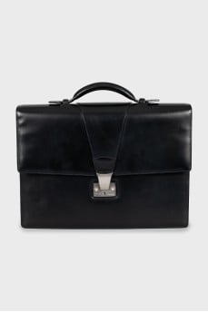 Leather briefcase with silver fittings