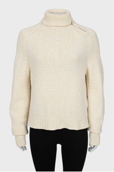 Knitted sweater with zipper
