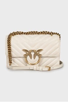 Quilted leather bag with logo