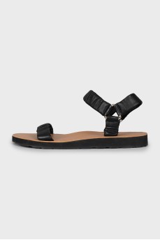 Black leather sandals