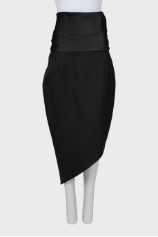 Asymmetrical wool skirt
