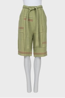 Linen shorts with ties