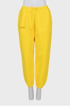 Yellow tapered sports pants