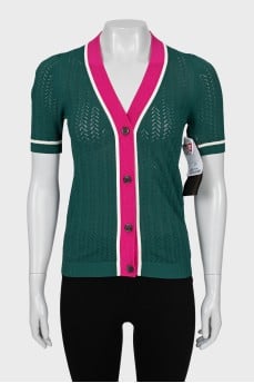 Short sleeve cardigan with tag