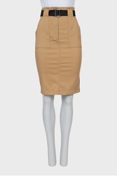 Straight skirt with belt