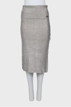 Silver colored skirt with tag