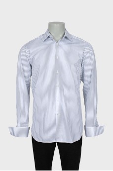 Men's thin blue striped shirt